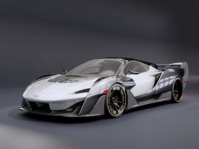 Sleek Silver Sports Car With Aerodynamic Design And Carbon Fiber Accents 3d model