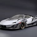 Sleek Silver Sports Car With Aerodynamic Design And Carbon Fiber Accents