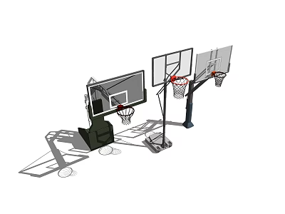 Portable And Fixed Basketball Hoops With Backboards And Rims For Outdoor Sports Training Equipment 3d model