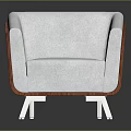Modern Single Sofa With Gray Fabric Cushion Wooden Side Frame And Metal Legs Design
