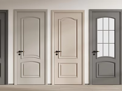 Modern Hinged Doors In Various Colors With Glass Panel For Home Interior 3d model