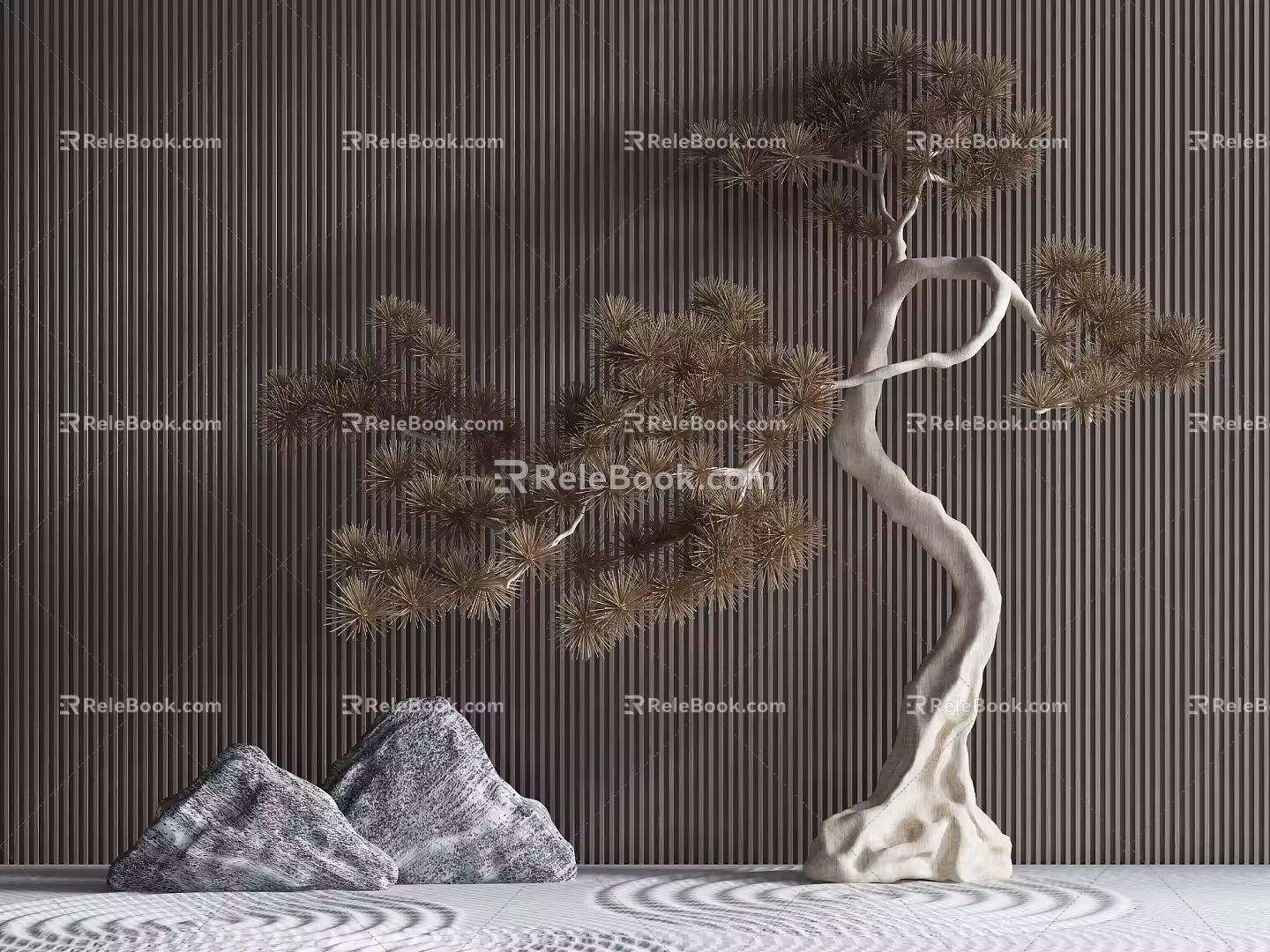 New Chinese landscape sketch simulation pine 3d model