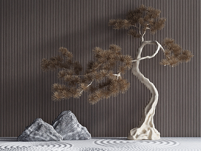 New Chinese landscape sketch simulation pine 3d model