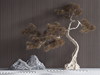 New Chinese landscape sketch simulation pine 3d model