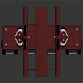 Red Amusement Ride Structure With Sturdy Frame Multiple Black Safety Seats And Wheels
