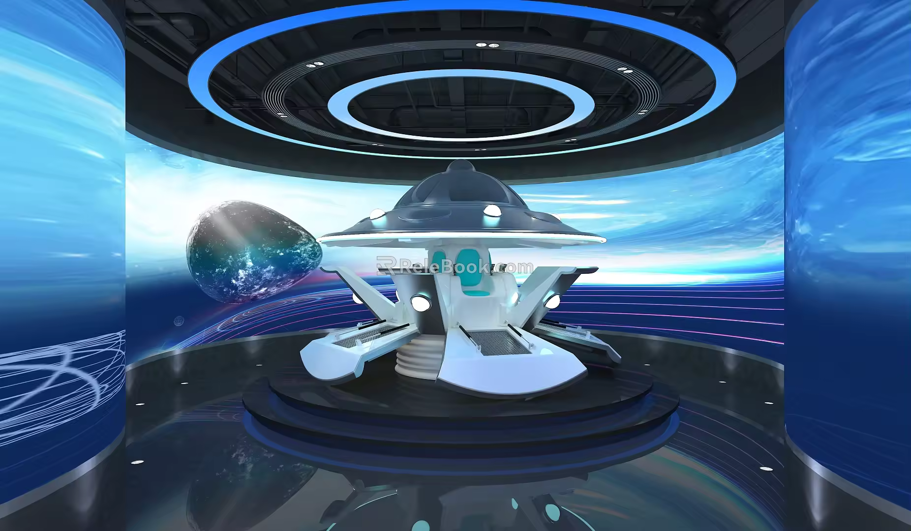 Exhibition Hall Science and Technology Museum Game Entertainment Space Machinery Future Virtual UFO Alien Battleship Science and Technology Museum 3d model