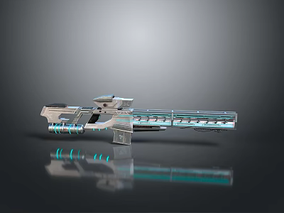 Futuristic Sci Fi Weapon Design With Metallic Body And Blue Glowing Elements 3d model