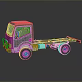 Silver Truck Chassis With Reflective Surface And Open Bed Design