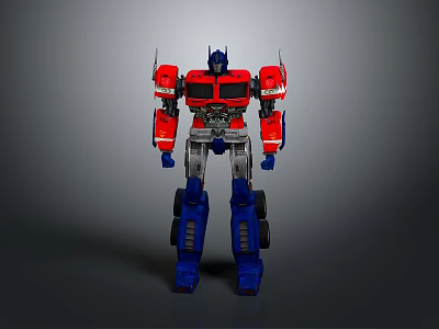 Transformer Robot Figure With Red Blue Silver Color And Detailed Design 3d model