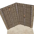 Wooden Grid Ceiling Design With Natural Texture And Support Beams 3d model