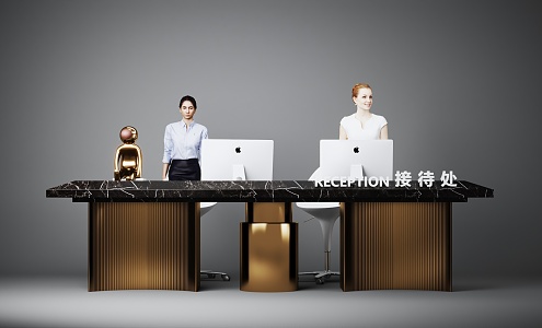 Light Luxury Reception Desk Service Desk 3d model