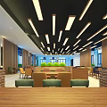 Modern Restaurant Interior With Wooden Walls Green Plants Tables Chairs And Ceiling Lights