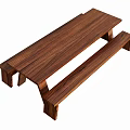 Wooden Table and Bench Set with Solid Wood Construction and Rustic Design for Outdoor Use 3d model