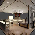 Elegant Modern Clothing Store Interior With Display Cabinets Mannequins And Decorative Lighting