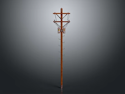 Modern pole power transmission equipment pole street lamp 3d model