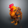 Vibrant Red Comb Rooster Displaying Orange And Brown Feathers In Standing Pose