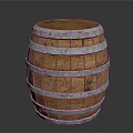 Wooden Barrel With Metal Hoops Round Top Practical Household Storage Item