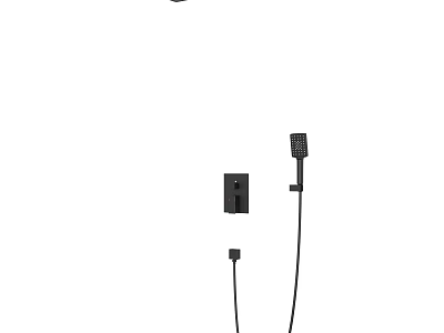 Sleek Modern Shower Fixture Design With Handheld Sprayer Control Panel And Metal Hose 3d model