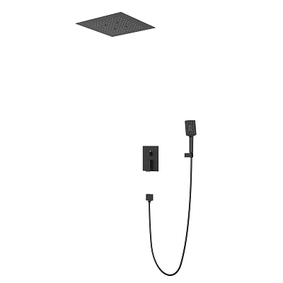 Sleek Modern Shower Fixture Design With Handheld Sprayer Control Panel And Metal Hose 3d model