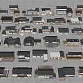 Collection of Miniature House Models with Various Styles in Arranged