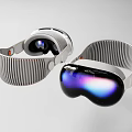 Smart VR Headset With Modern Design White Striped Strap And Colorful Reflective Lens