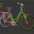 Vintage Green Bicycle with Yellow Fenders Brown Seat Rear Rack and Wire Basket