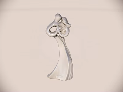Modern Abstract White Sculpture of Embracing Figures as Decorative Artwork 3d model