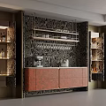 Elegant Modern Wine Cabinet Interior Design With Textured Panels Wine Racks And Glass Holders