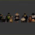 Cartoon Animal Figurines Dressed In Diverse Costumes With Hats And Suits