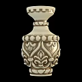 Elegant Ivory Colored Decorative Household Column With Intricate Carved Leaf And Circular Patterns