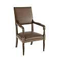 Brown Leather Office Chair with Armrests and Decorative Wooden Legs