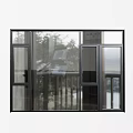 Modern Floor to Ceiling Windows With Black Frame Clear Glass And Scenic Tree View