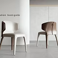Fashion Avant-garde Dining Chairs With White And Brown Leather Sleek Design