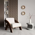 Quiet single person sofa leisure chair side combination 3d model