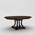 Round Dark Wooden Dining Table With Elegant Classic Design And Unique Pedestal Base 3d model