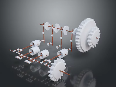 Industrial Lighting Combination With White Gears Copper Tubes And Modern Structural Design 3d model