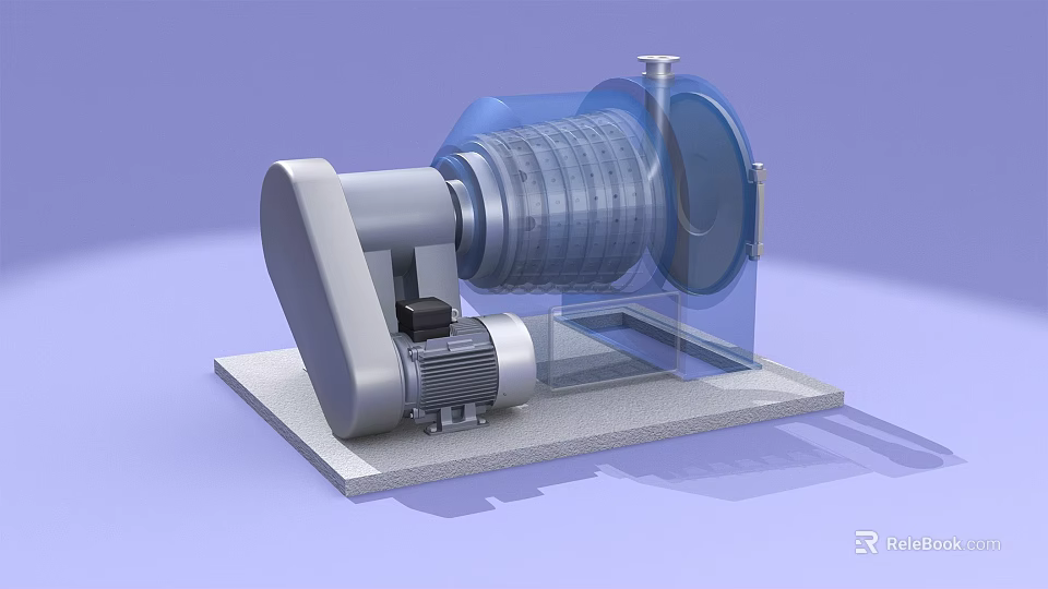 Industrial Equipment Featuring Motor Transparent Casing Rotating Components On Concrete Base 3d model 