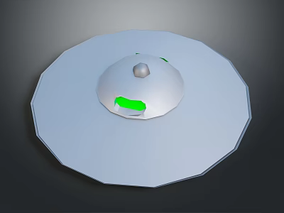 Sleek Disc Shaped Object With Central Dome Green Section And Smooth Surface 3d model