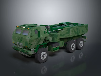 Military Green Camouflage Armored Truck With Heavy Duty Transport Design And Multiple Wheels 3d model