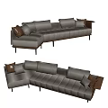 Modern Light Gray L Shaped Sectional Sofa With Decorative Pillows And Upholstered Design 3d model