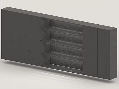 Modern Dark Gray Bookcase With Open Shelves And Textured Surface Design 3d model