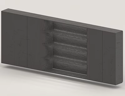 Modern Dark Gray Bookcase With Open Shelves And Textured Surface Design 3d model