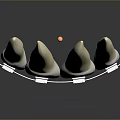 Industrial Equipment With Four Conical Components Metal Base And Orange Positioning Ball