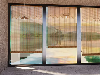 Modern venetian blinds curtain roller blinds blackout curtain lifting curtain bamboo curtain pull curtain 3d model