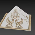 Detailed Carved Wooden Pyramid With Egyptian Style Eagles And Ornate Motifs