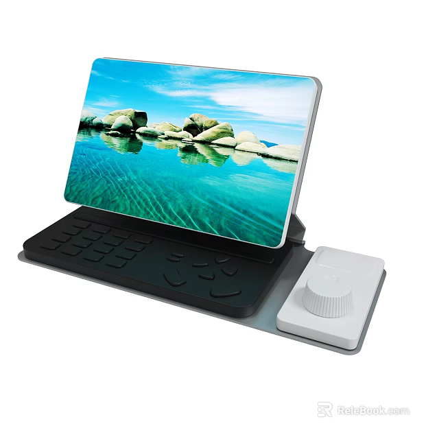2 in 1 Tablet with Keyboard Dock Scenic Nature Screen and White Dial Controller 3d model 