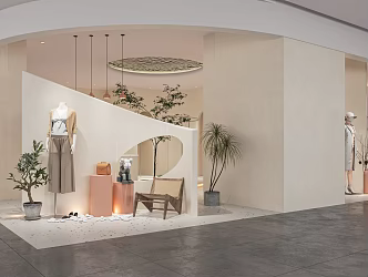 Qui Ji Clothing Store Women's Clothing Store Door Head Clothing Shelf Model Nakajima Booth Cashier Shelf Window 3d model