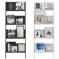 Modern Bookcase Interior With Open Shelves Books Photo Frames And Magazines