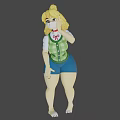 Animated Game Character With Blonde Curly Hair Green Plaid Vest Red Bow Tie And Wings