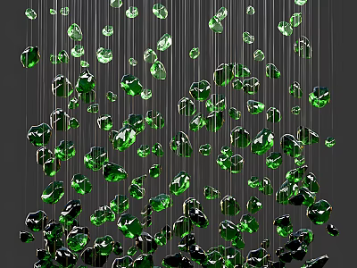 Modern Green Crystal Chandelier With Hanging Glass Pendants For Decorative Lighting 3d model